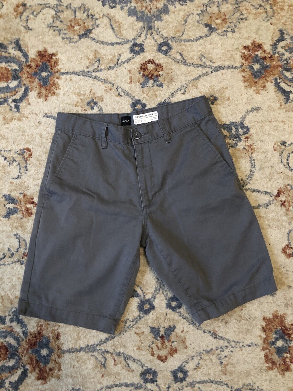 RVCA Shorts Mens 29 Charcoal Gray Weekend Chino 10" Flat Front Casual
